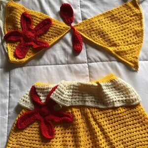 Yellow and Red Crochet Bikini Set